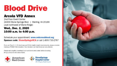 December 2nd blood drive in Arcola Annex